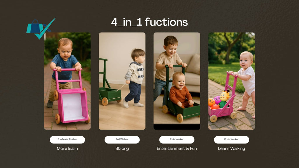 Baby push walker, 4 in 1 Wooden premium quality, X_105